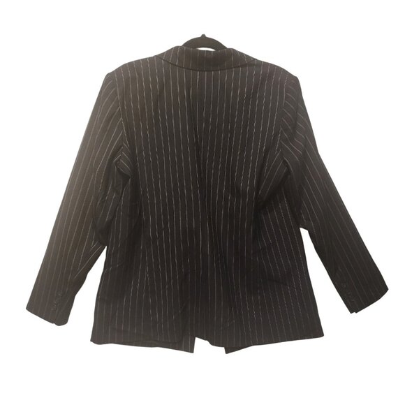 Nordstrom Women's Black Striped Blazer One Button Flap Pocket Size XL - Picture 2 of 7